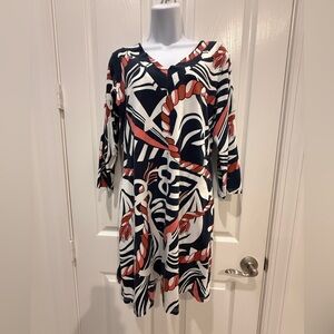 Barbara Gerwit Navy and Red Nautical Anchor Patterned Dress, Large